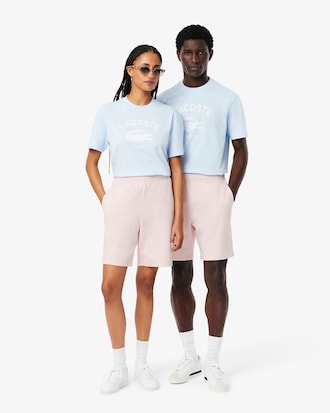 Shorts aus Baumwollfleece mit Druck