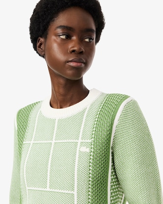 Pullover aus Jacquard mit Tennisplatz-Grafik