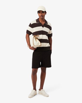 Pullover mit Polokragen, kurzen &Auml;rmeln und Streifen-Print