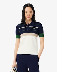 Französischer Pullover mit Streifen und Polokragen