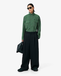 Taillierte Hose aus Wolle mit weitem Schnitt