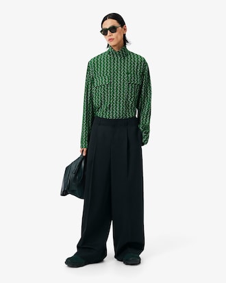 Taillierte Hose aus Wolle mit weitem Schnitt