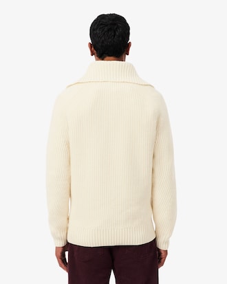 Strickpullover aus Perlstrick mit hohem Kragen