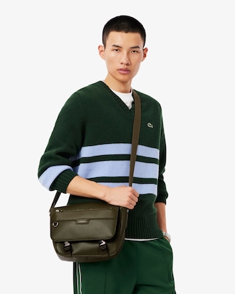 Umh&auml;ngetasche Ossian aus Leder mit Klappverschluss