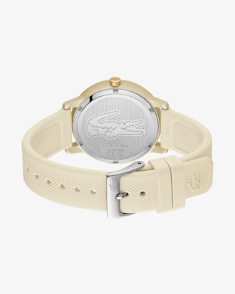LACOSTE 12.12 GO Dreizeigeruhr aus champagnerfarbenem Silikon