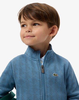 Fleece-Hoodie mit Rei&szlig;verschluss und Monogramm