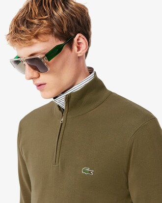 Pullover aus Baumwolle mit Rei&szlig;verschluss und hohem Kragen