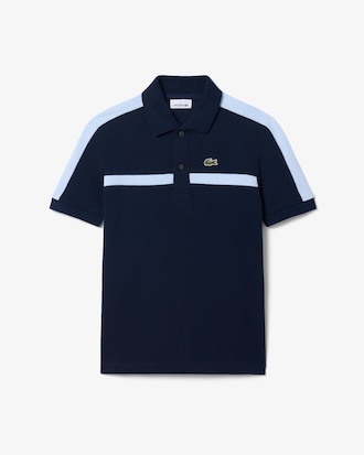 Polohemd aus Petit Piqu&eacute; mit Colorblock-Design