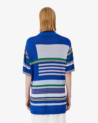 Oversized-Polohemd Runway aus Satin-Piqu&eacute; mit Streifen