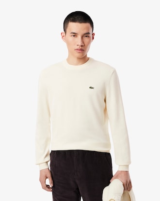 Einfarbiger Pullover aus Baumwolle mit Rundhalsausschnitt
