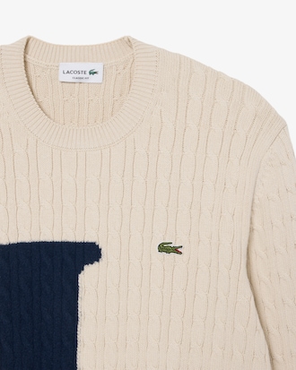Strickpullover mit Intarsien-Zopfmuster
