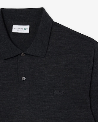 Regular Fit-Polohemd aus Wolle mit langen &Auml;rmeln