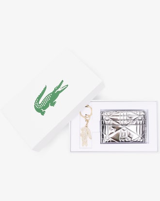 Kartenetui und Schlüsselanhänger aus Metall in der Geschenkbox