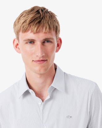 Slim Fit-Hemd aus gestreifter Stretch-Popeline