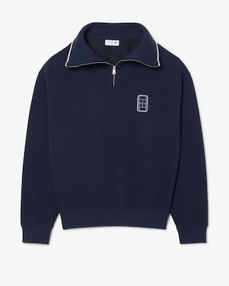 Loose Fit Half-Zip-Sweatshirt mit Brust-Badge