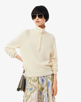 Pullover aus Tuchwolle mit hohem Kragen