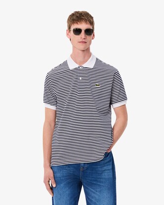 Classic Fit-Polohemd L.12.12 aus Petit Piqué mit Streifen