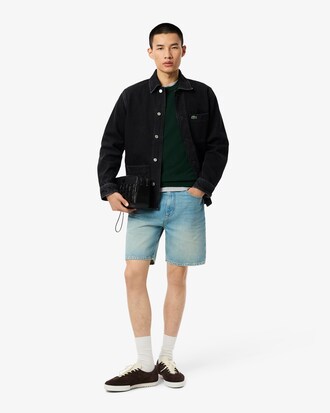 Einfarbiger Pullover aus Baumwolle mit Rundhalsausschnitt