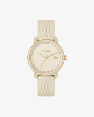 LACOSTE 12.12 GO Dreizeigeruhr aus champagnerfarbenem Silikon