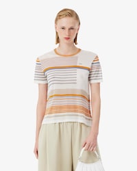 Gestreiftes T-Shirt Runway aus Satin-Jersey