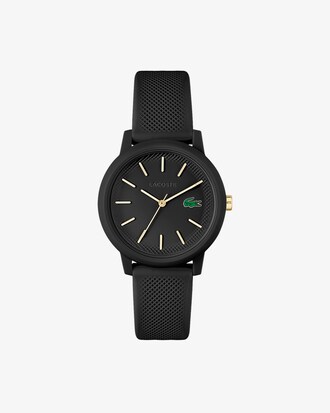 LACOSTE 12.12 Damenuhr mit schwarzem Silikonband