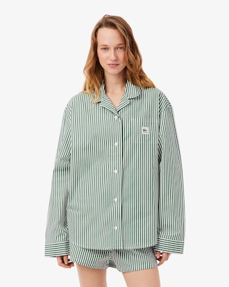 &Uuml;bergro&szlig;es, gestreiftes Pyjama-Set aus Popeline