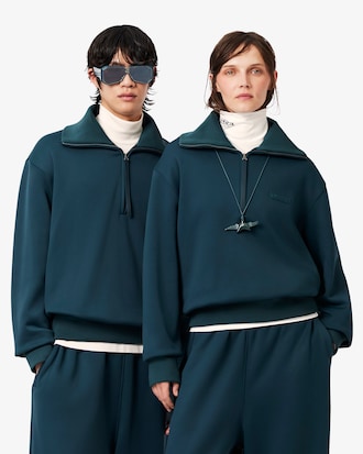 Runway Satin-Sweatshirt mit hohem Kragen und Rei&szlig;verschluss