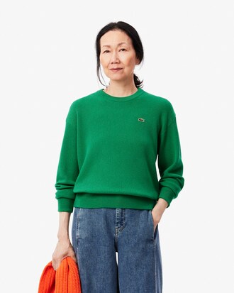 Relaxed Fit-Pullover aus Tuchwolle mit Moosstrick
