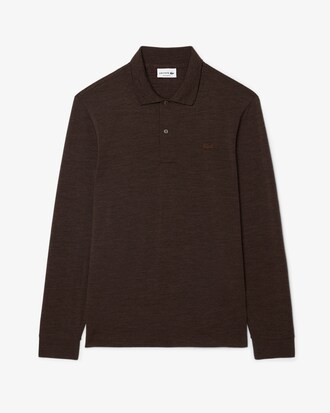 Regular Fit Long Sleeved Wool Polo Shirt