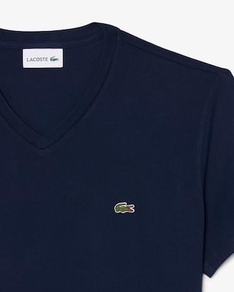 T-Shirt aus leichter Pima-Baumwolle mit V-Ausschnitt