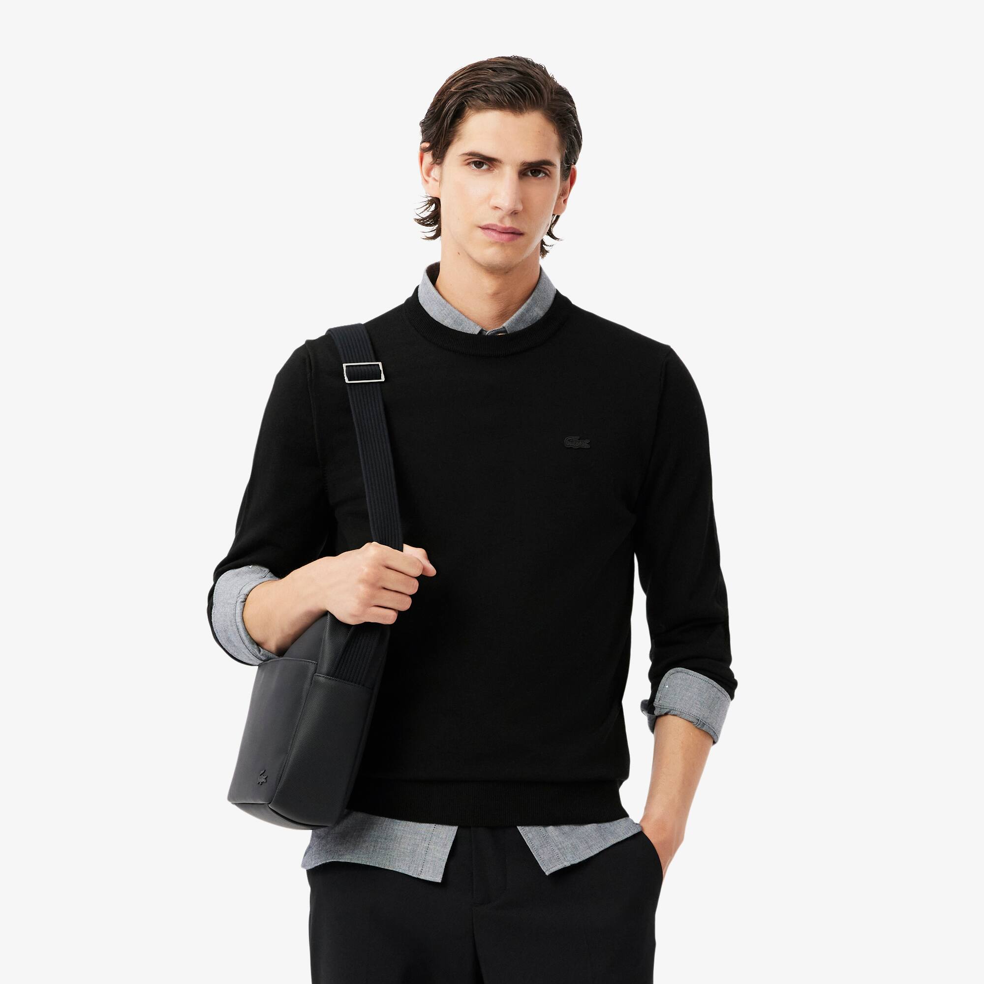 Lacoste herren woll pullover mit rundhals Clearance