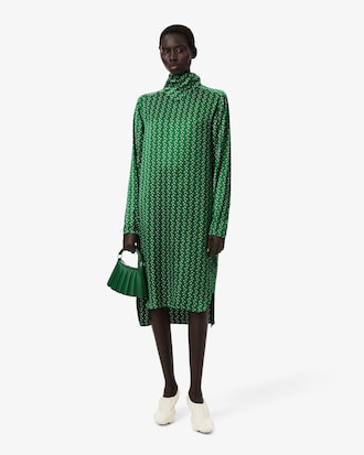 Kleid Runway aus Satin mit Schal und Print