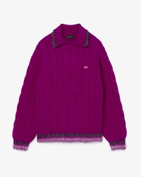 Strickpullover Runway aus Wolle mit Zopfmuster und Polokragen