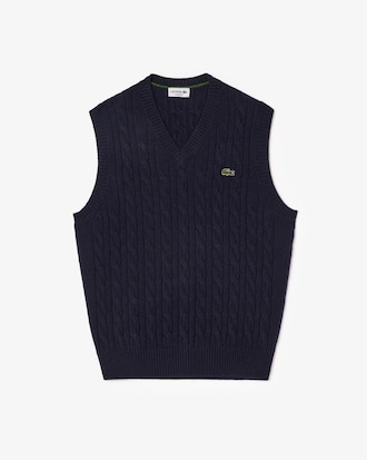 Ärmelloser Pullover aus Tuchwolle mit Zopfmuster