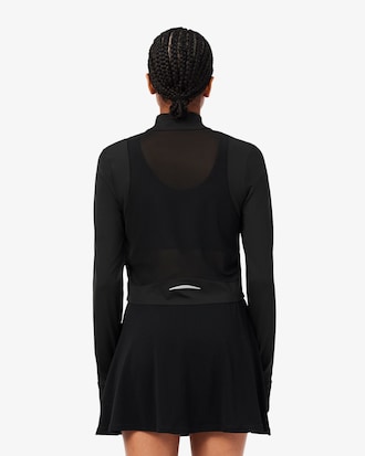 Tennis-Midlayer mit Rei&szlig;verschluss aus Stretch-Materialmix