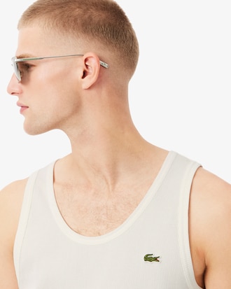 Slim Fit-Tr&auml;gerhemd aus Baumwollrippstrick