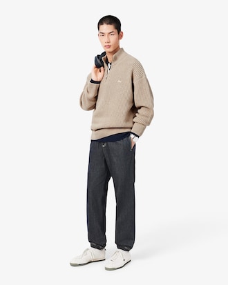 Pullover aus Wolle mit hohem Kragen und Rei&szlig;verschluss