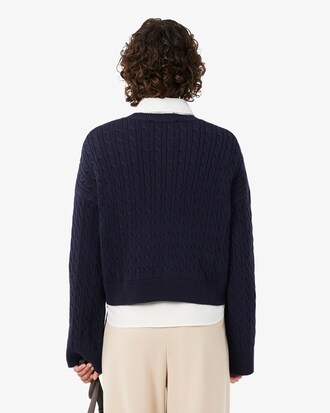 Embroidered Intarsia Cable Knit Sweater