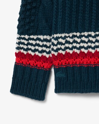 Runway Pullover mit V-Ausschnitt aus Wolle mit strukturierten Streifen