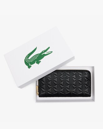 Brieftasche Maheki aus gepr&auml;gtem Leder mit Rei&szlig;verschluss