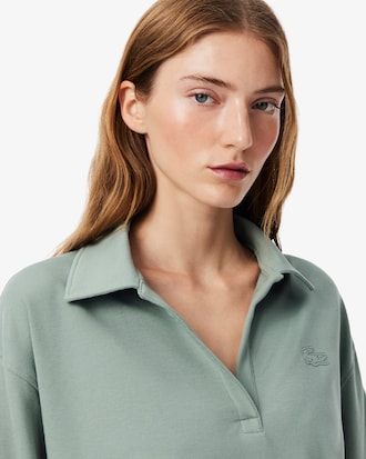 Loungewear-Sweatshirt aus Fleece mit Polokragen