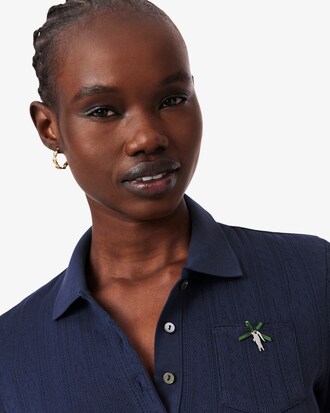 Slim Fit-Polohemd L.12.D aus Pointelle-Spitze