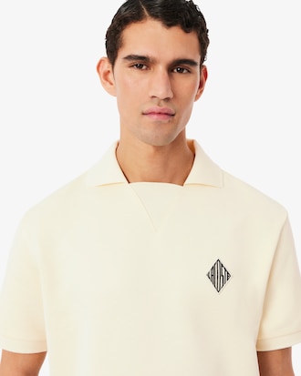Loose Fit-Polohemd aus Fleece mit Badge-Akzent