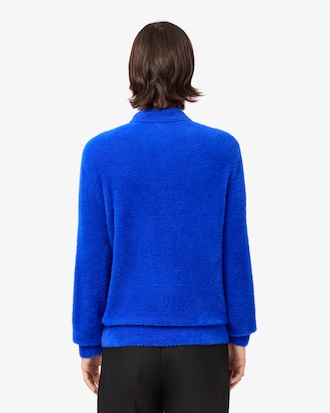 Fuzzy-Pullover mit Polokragen