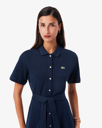 Flared-Polokleid aus Mini-Piqu&eacute;