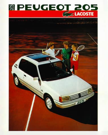 Peugeot 205 Lacoste advertisement, 1985 ©DR 
