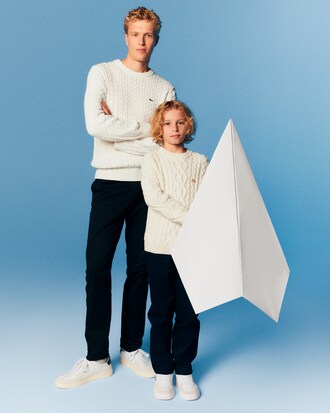 Pull col rond coton et laine