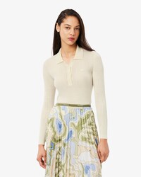 Pull col polo maille 3D laine m&eacute;rinos
