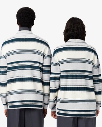 Pull col polo textur&eacute; ray&eacute; D&eacute;fil&eacute;