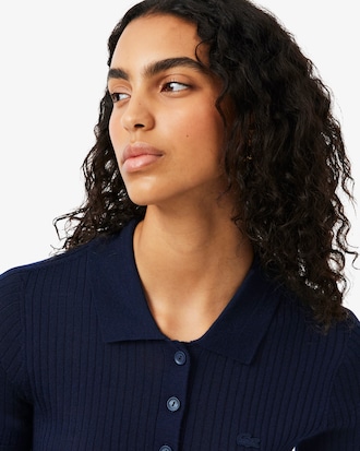 Pull col polo laine m&eacute;rinos maille 3D